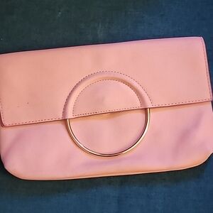 ✨ Elegant Blush Clutch with Gold Hardware & Animal Print Lining ✨